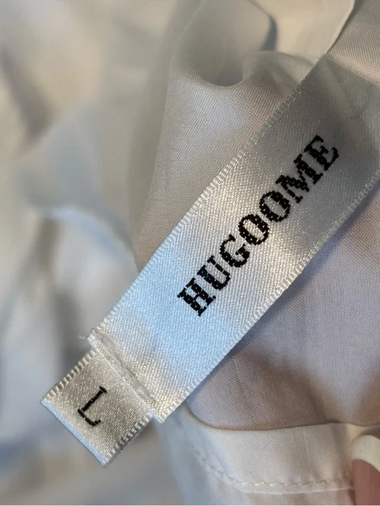 HUGOOME White Off-Shoulder Puff-Sleeve dress | Size L - Picture 2 of 2